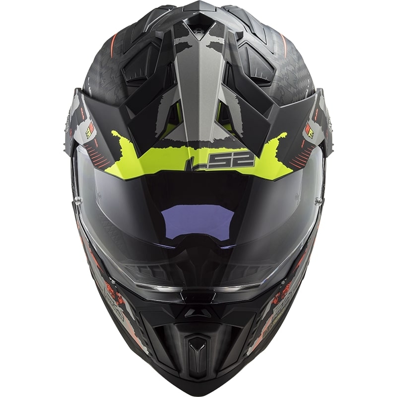 Endurohjelm LS2 MX701 Explorer C Extend sort-grå-fluogul