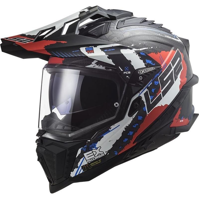 Endurohjelm LS2 MX701 Explorer C Extend sort-blå-rød