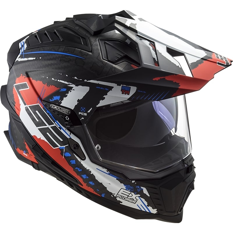 Endurohjelm LS2 MX701 Explorer C Extend sort-blå-rød