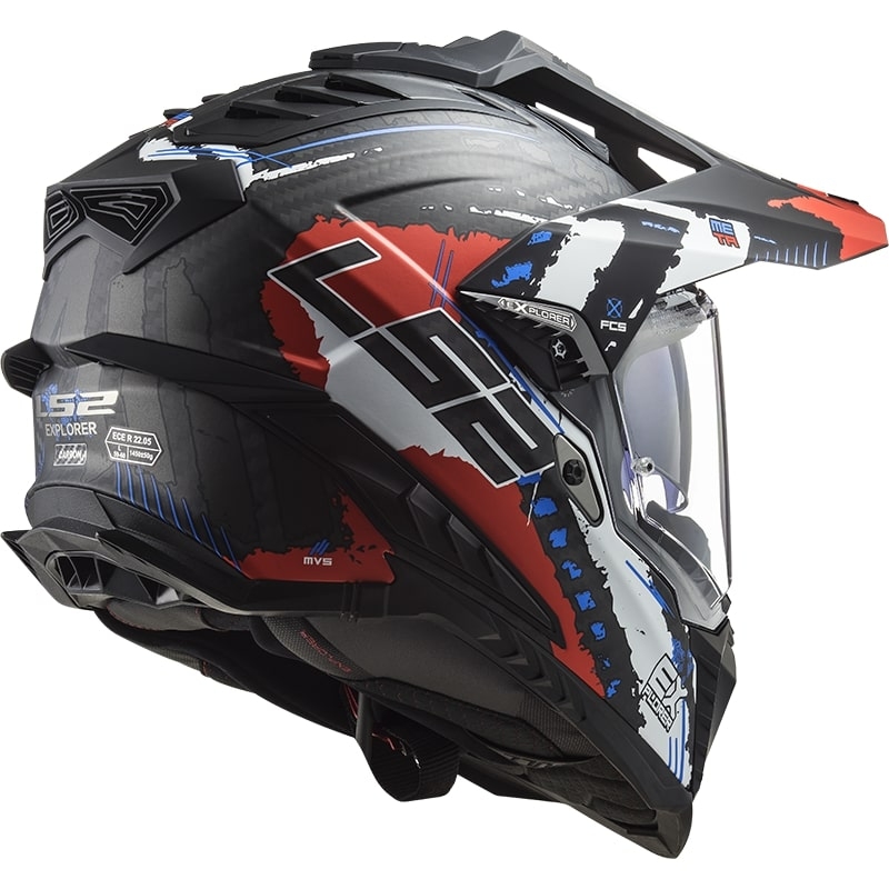 Endurohjelm LS2 MX701 Explorer C Extend sort-blå-rød