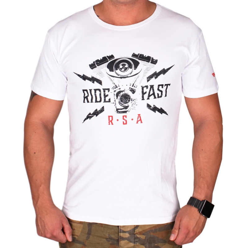 T-shirt RSA Ride Fast hvid udsalg