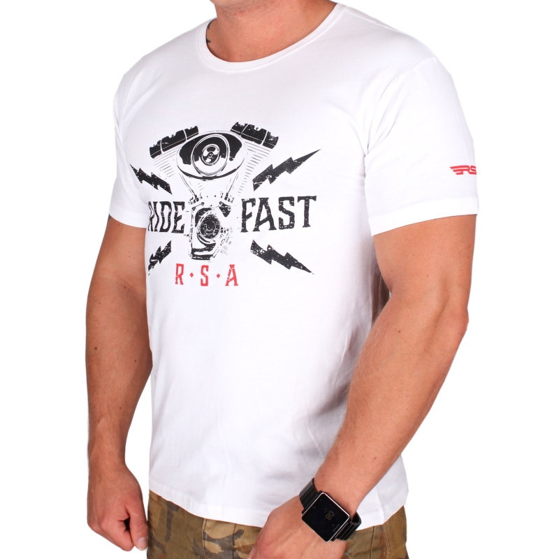 T-shirt RSA Ride Fast hvid udsalg