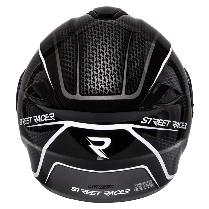 Street Racer Ranger sort og hvid flip-up motorcykelhjelm