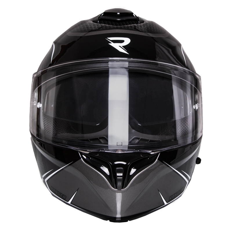 Street Racer Ranger sort og hvid flip-up motorcykelhjelm