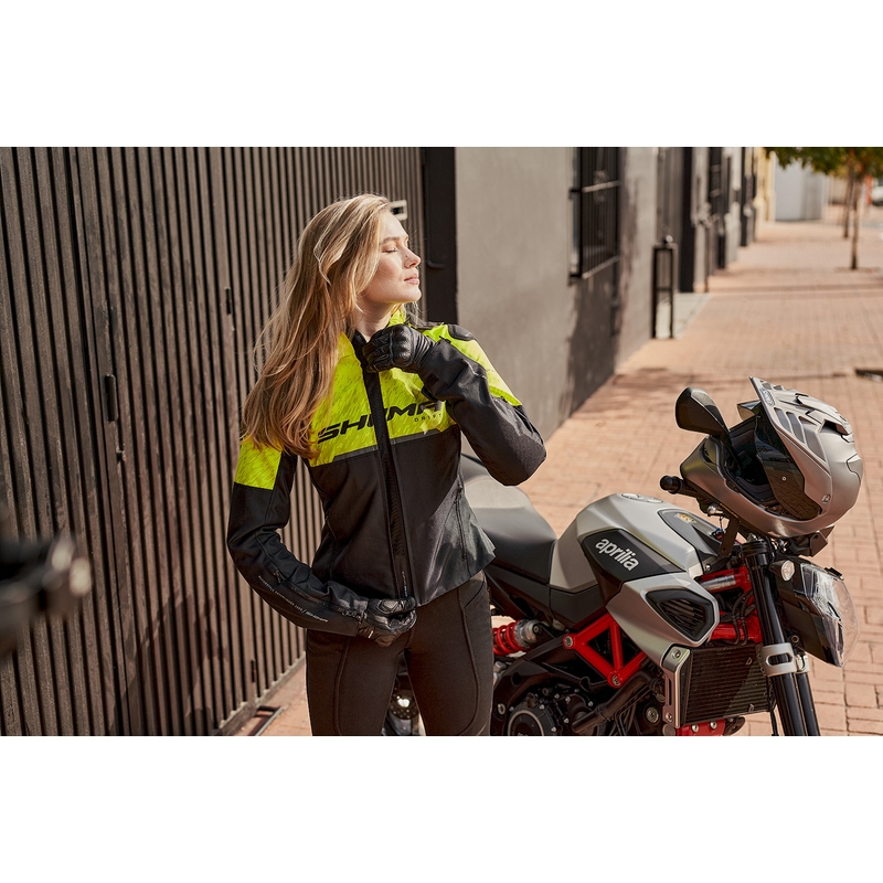 Motorcykeljakke til kvinder Shima Drift sort-fluogul