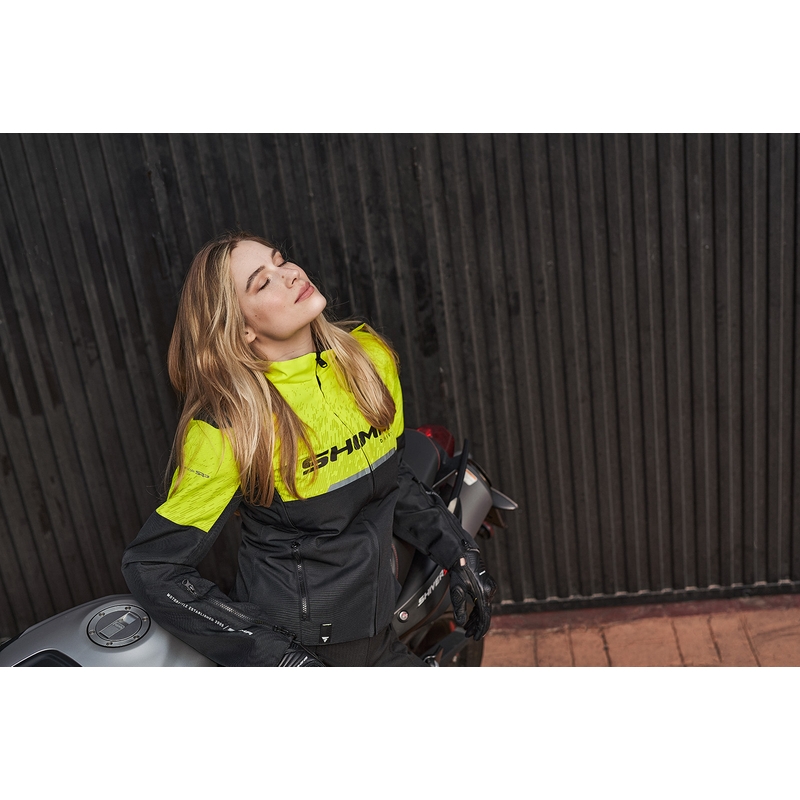Motorcykeljakke til kvinder Shima Drift sort-fluogul