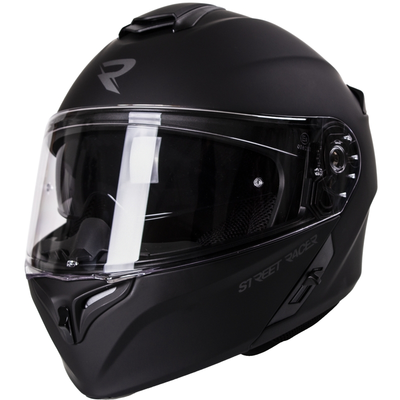 Street Racer Ranger sort mat flip-up motorcykelhjelm