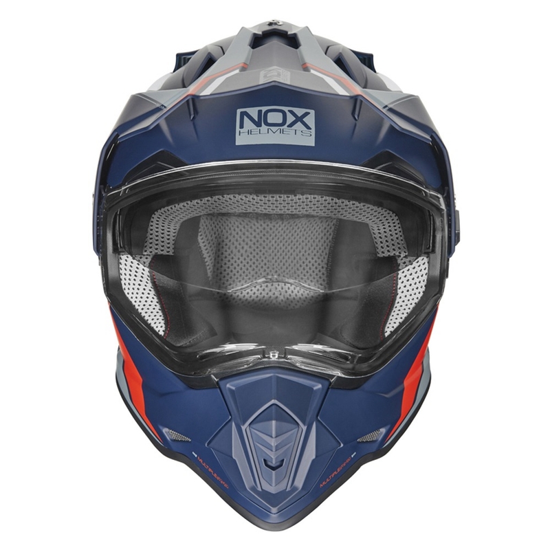 Enduro přilba NOX N312 BLOCK 2022 šedo-bílo-červeno-modrá
