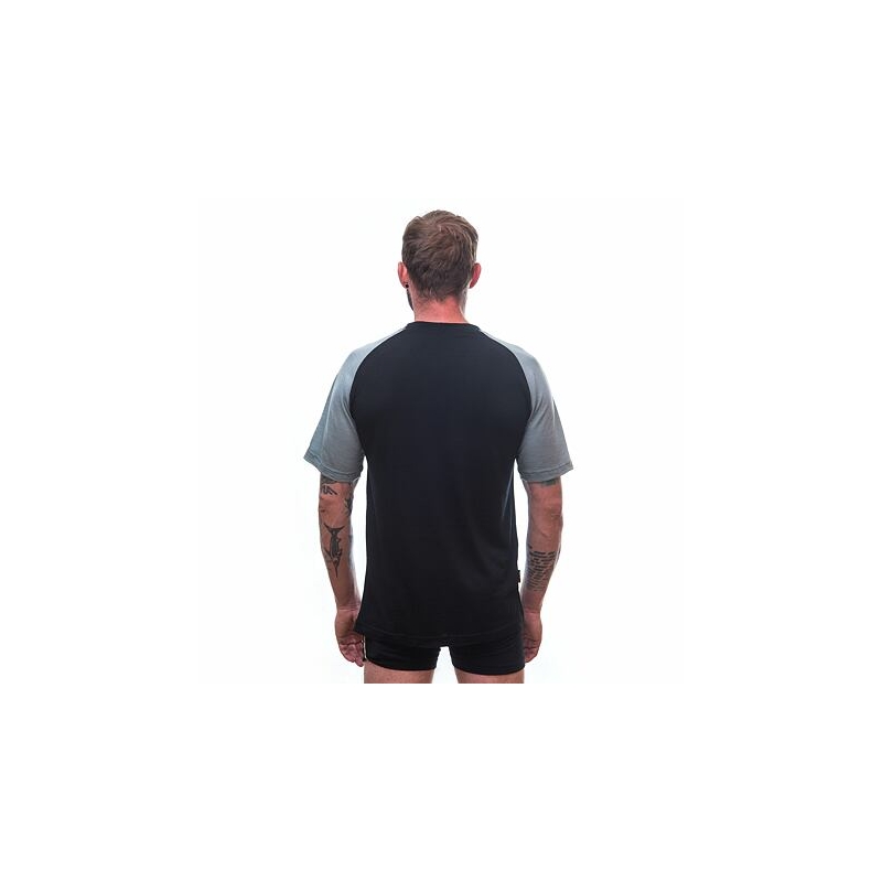 Pánské triko Sensor Merino Active PT Logo černo-šedé výprodej