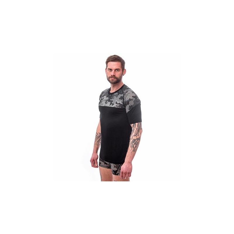 Pánské termotriko Sensor Merino Impress černo-šedé výprodej