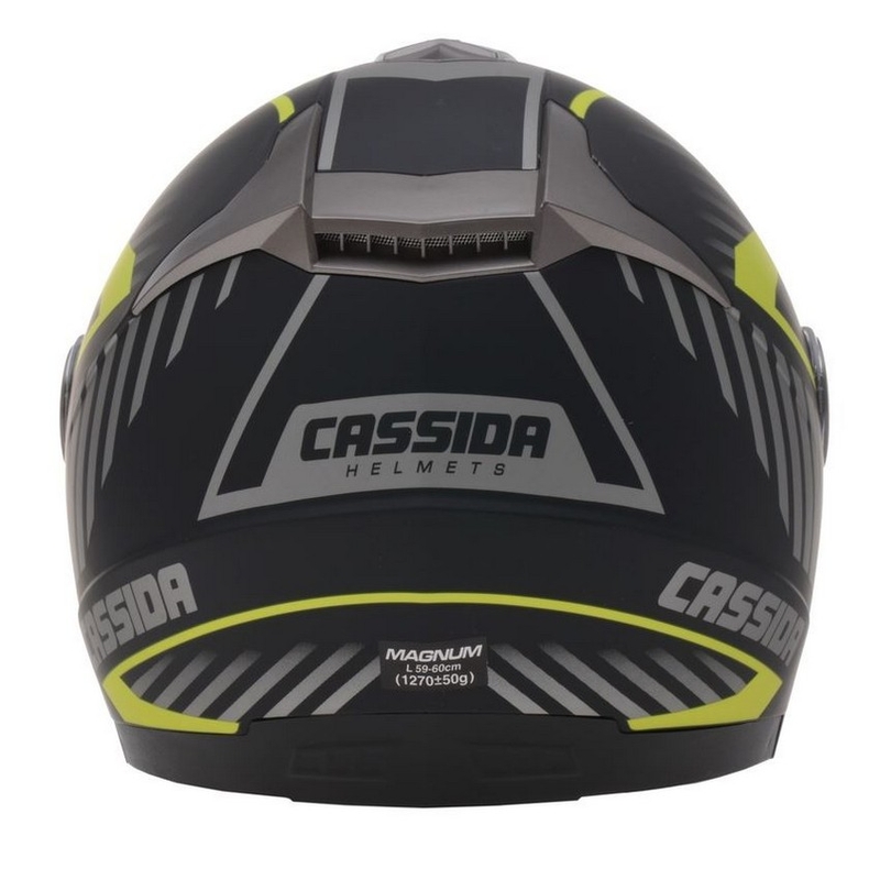 Cassida Magnum sort-grå-fluogul motorcykelhjelm