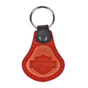 Nøglering i læder Harley Davidson orange