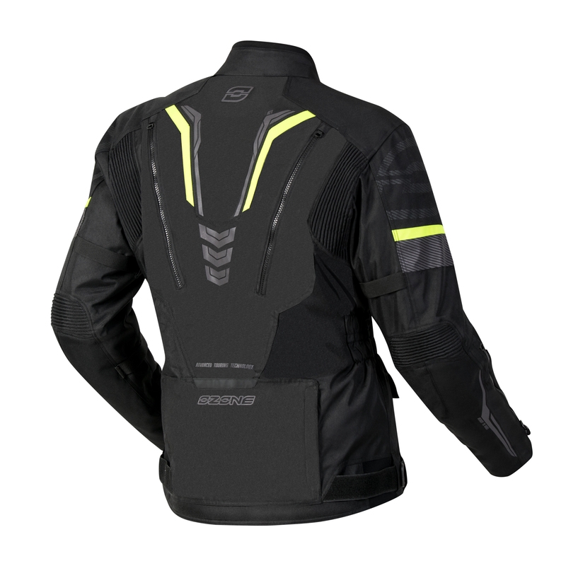 Motorcykeljakke Ozone Tour III sort-antracit-fluogul