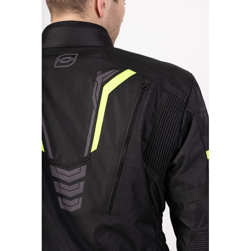 Motorcykeljakke Ozone Tour III sort-antracit-fluogul