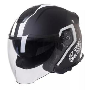 Åben motorcykelhjelm Street Racer SR 01 sort og hvid