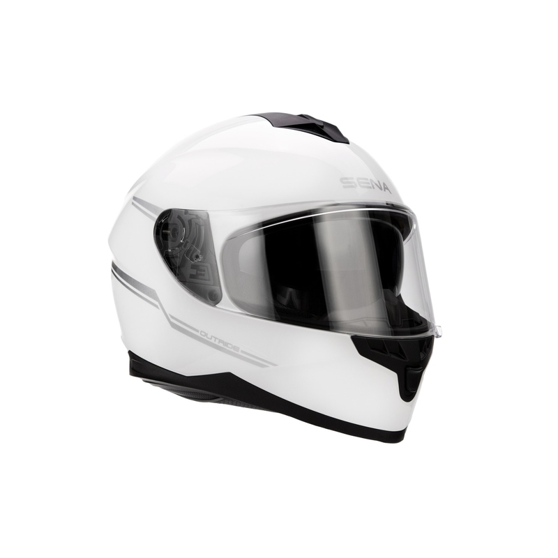 Motorcykelhjelm med headset SENA Outride blank hvid