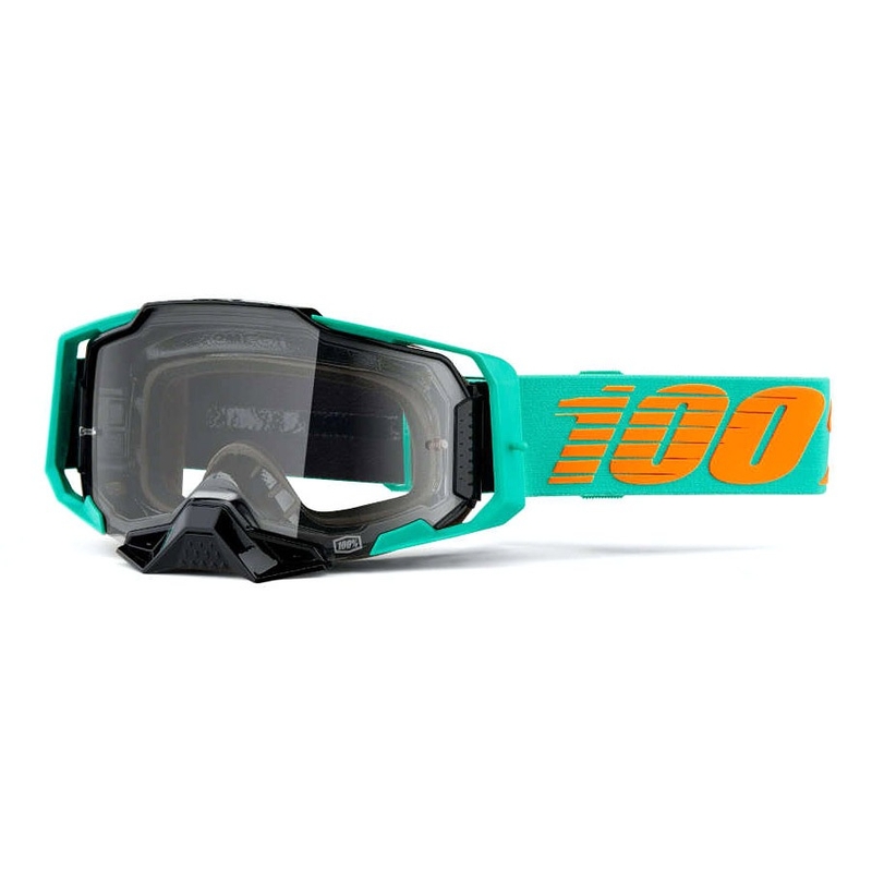 Motocrossbriller 100% ARMEGA Clark turkis (klar plexi)