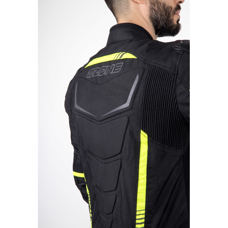 Ozone Pulse sort-fluogul motorcykeljakke