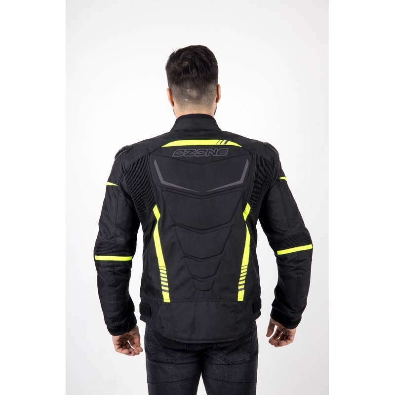 Ozone Pulse sort-fluogul motorcykeljakke
