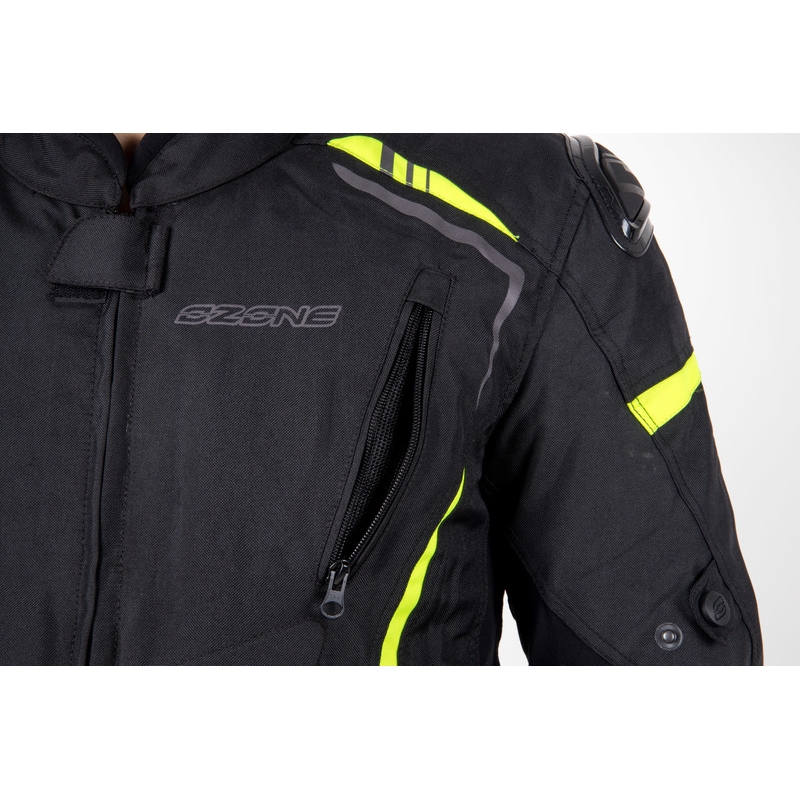 Ozone Pulse sort-fluogul motorcykeljakke
