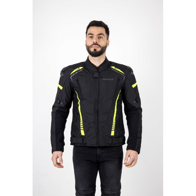 Ozone Pulse sort-fluogul motorcykeljakke