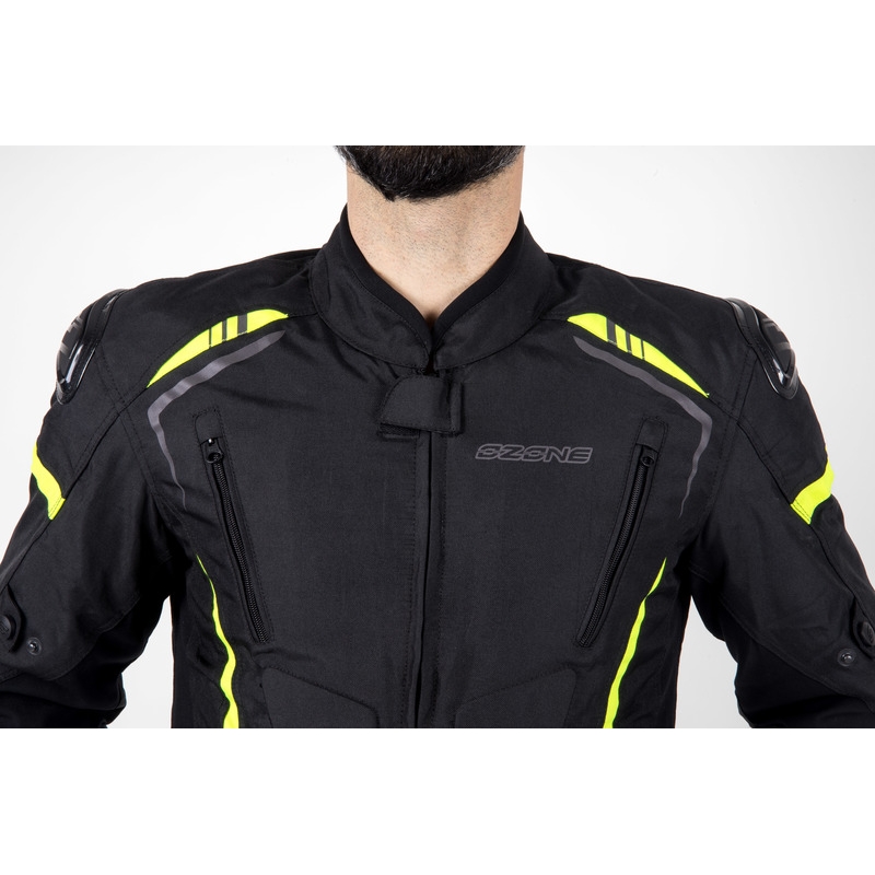 Ozone Pulse sort-fluogul motorcykeljakke
