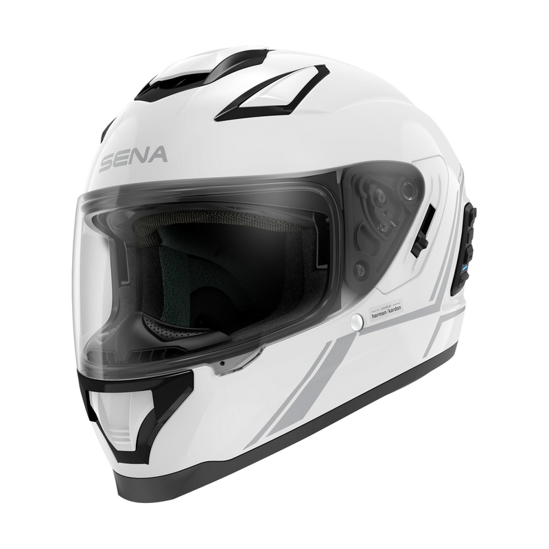 Integralhjelm med mesh headset SENA Stryker blank hvid