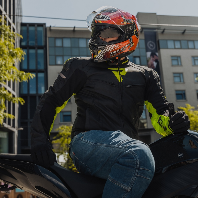 Rebelhorn Vandal sort-fluogul motorcykeljakke udsalg