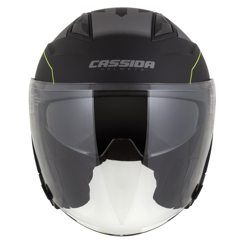 Cassida Jet Tech Roxor åben motorcykelhjelm sort-grå-fluogul mat udsalg
