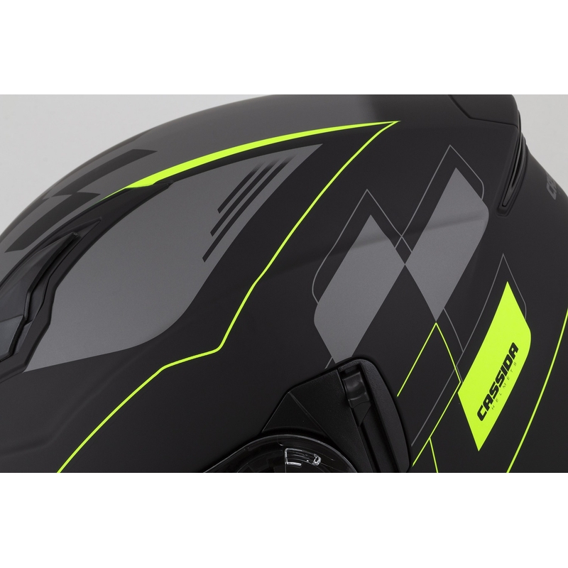 Cassida Jet Tech Roxor åben motorcykelhjelm sort-grå-fluogul mat udsalg
