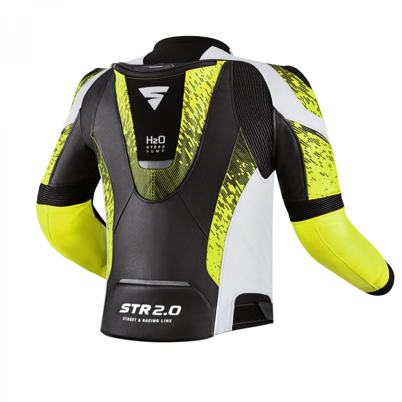 Motorcykeljakke Shima STR 2.0 sort-hvid-fluogul