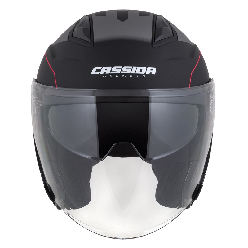 Cassida Jet Tech Roxor sort-rød-grå åben motorcykelhjelm