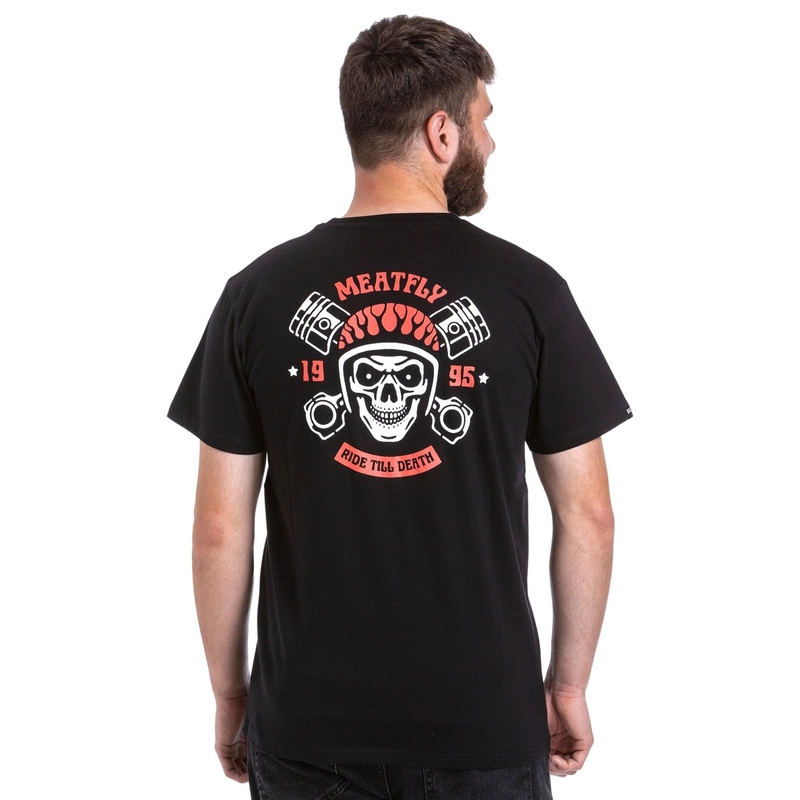 T-shirt Meatfly Ride Till Death orange og sort udsalg