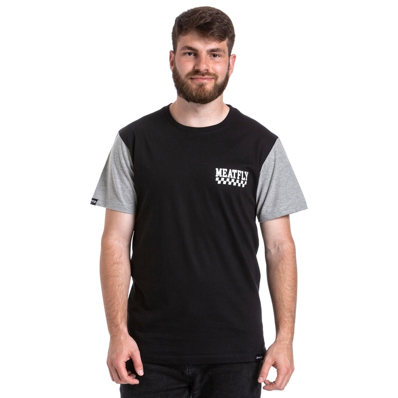 Meatfly Racing T-shirt sort og grå udsalg