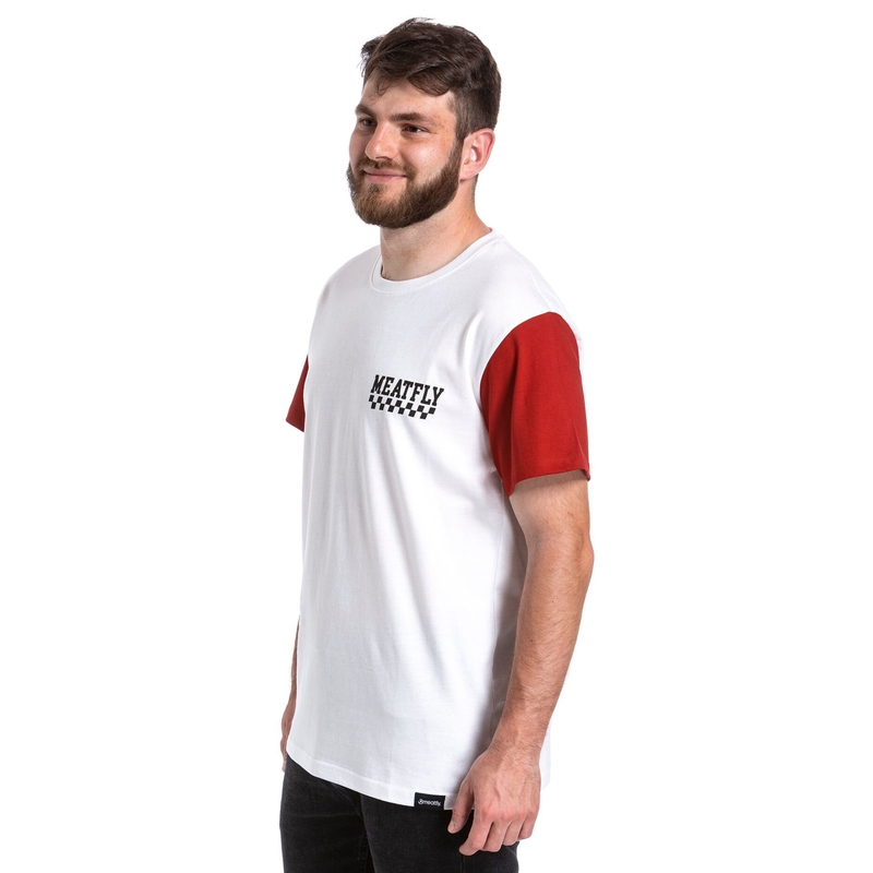 T-shirt Meatfly Racing hvid-rød udsalg