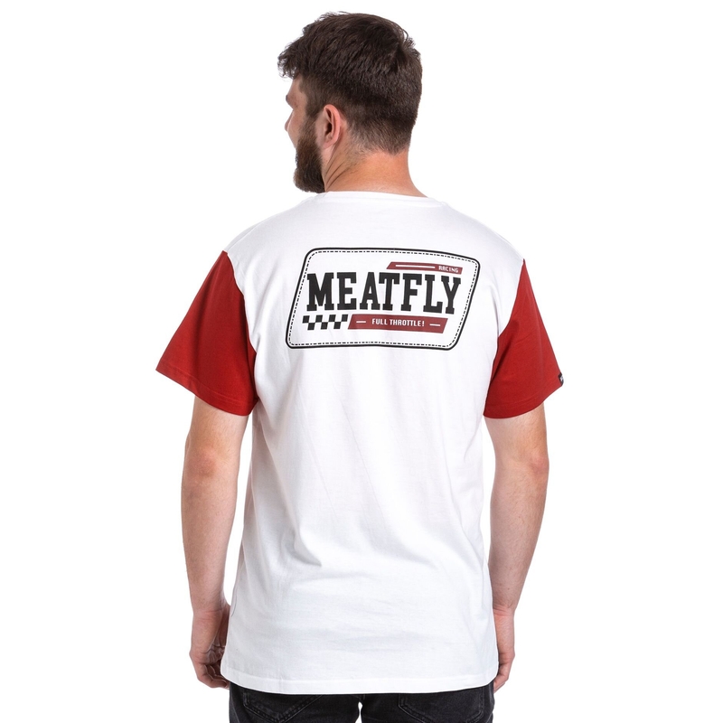T-shirt Meatfly Racing hvid-rød udsalg
