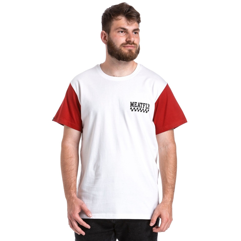 T-shirt Meatfly Racing hvid-rød udsalg