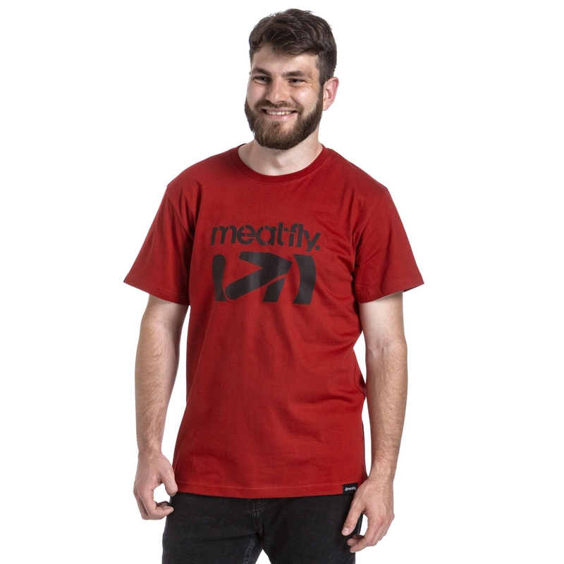 T-shirt Meatfly Podium mørkerød udsalg