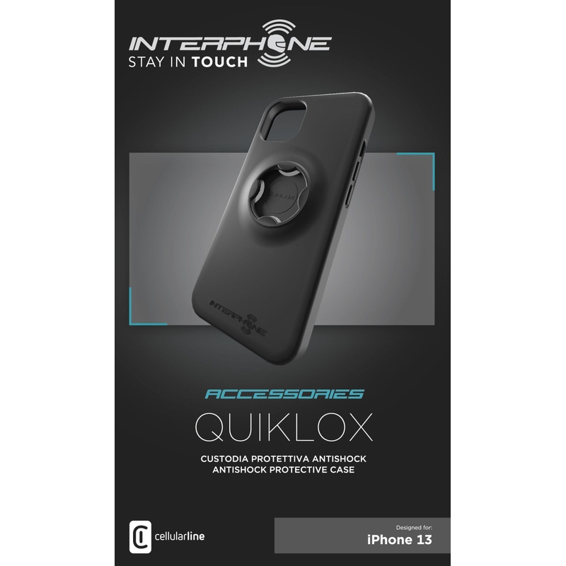 Beskyttelsescover Interphone QUIKLOX til Apple iPhone 13 sort
