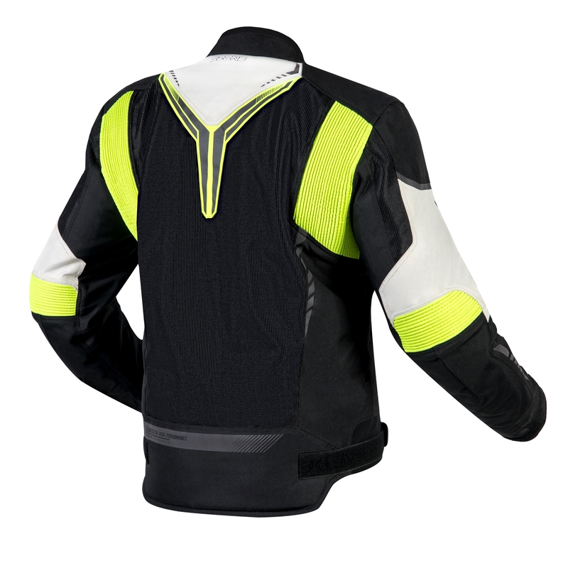 Ozone Flow sort-grå-fluogul motorcykeljakke udsalg