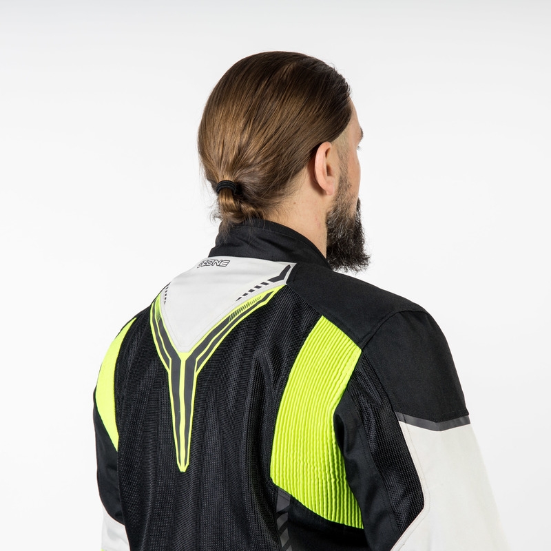 Ozone Flow sort-grå-fluogul motorcykeljakke udsalg