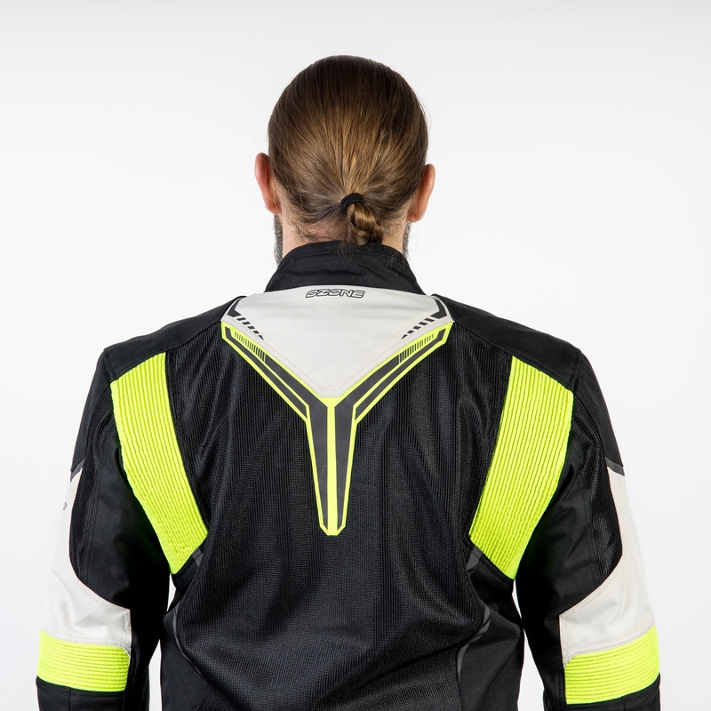 Ozone Flow sort-grå-fluogul motorcykeljakke udsalg