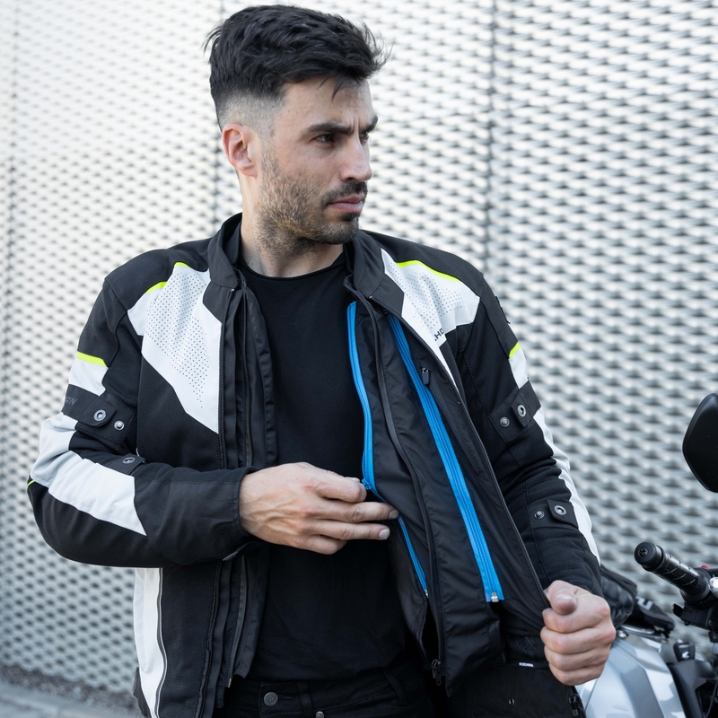 Rebelhorn Hiflow IV sort-sølv-fluogul motorcykeljakke udsalg