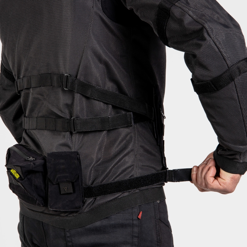 Motorcykeljakke Rebelhorn Brutale sort-fluogul