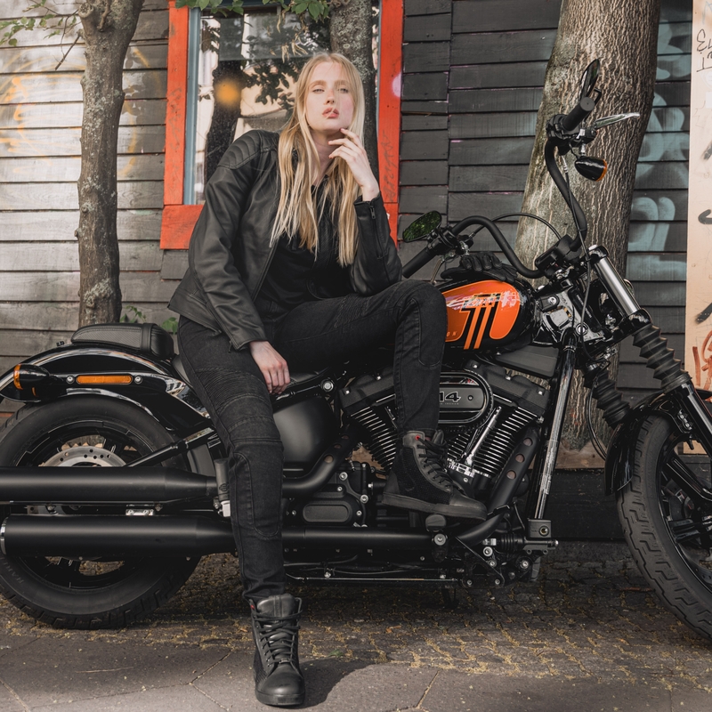 Rebelhorn Vandal Black Motorcycle Jeans til kvinder udsalg