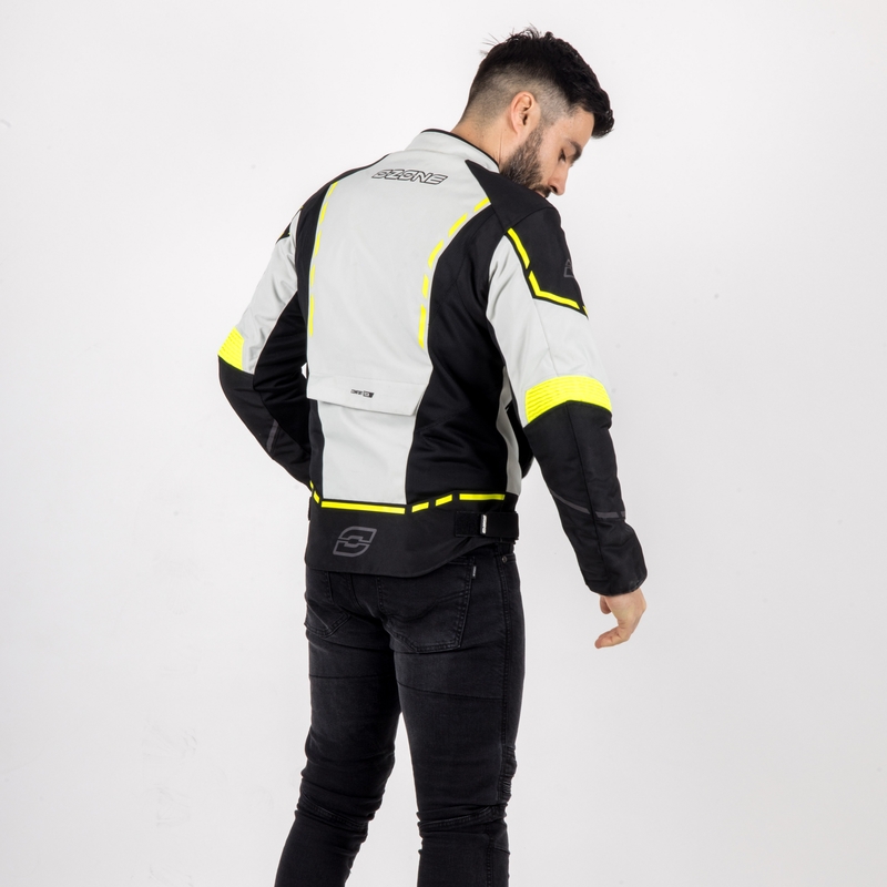 Motojakke Ozone Jet II grå-sort-fluogul udsalg