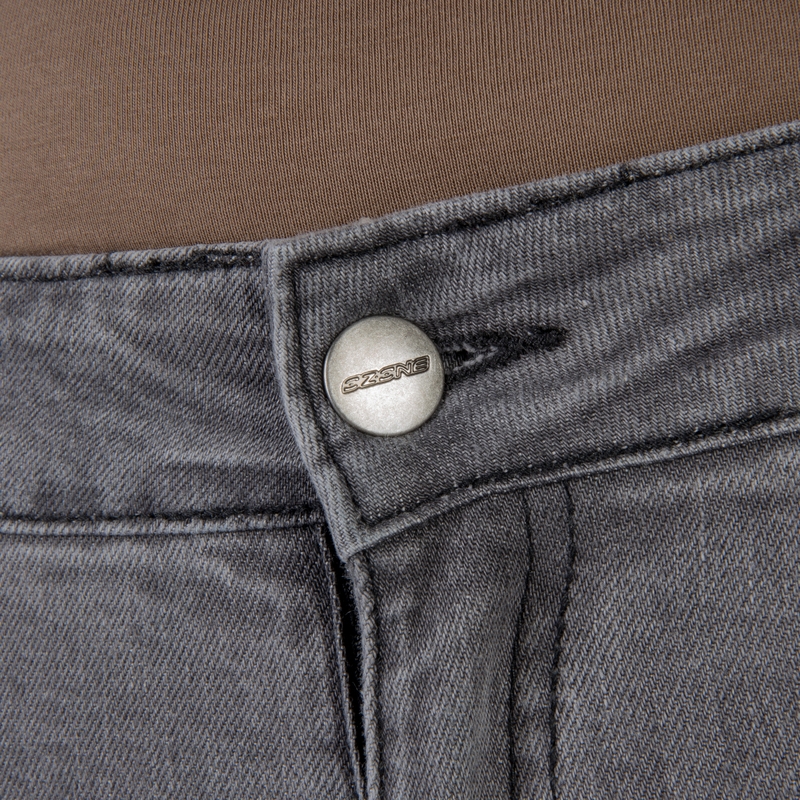 Ozone Roxy Washed Black Motorcycle Jeans til kvinder udsalg