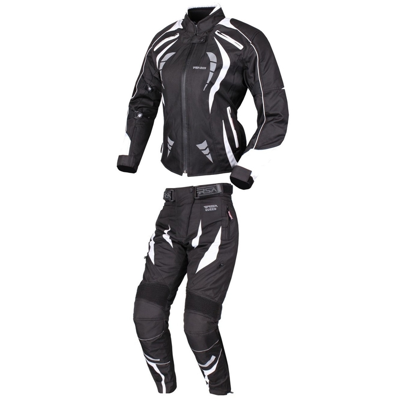RSA Queen motorcykel-jumpsuit i sort og hvid til kvinder udsalg