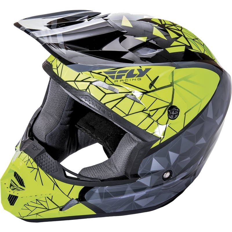 Dětská motokrosová přilba FLY Racing Kinetic CRUX - USA fluo žluto-šedo-černá výprodej