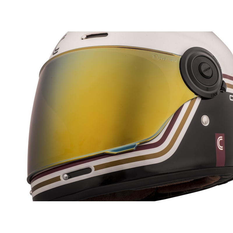 Cassida Fibre Super Hooligan Carat integreret motorcykelhjelm hvid-sort-rød-guld udsalg